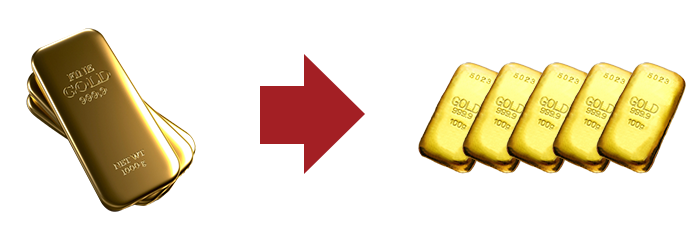 ご依頼インゴット：金１kg（100gバーへの加工）